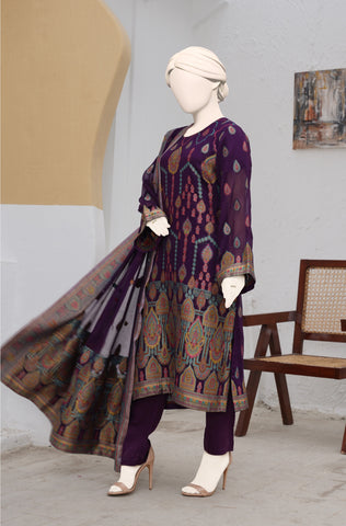 100% Pure Chiffon 3 PCs Suit