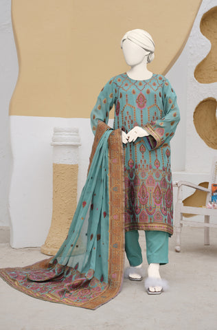 100% Pure Chiffon 3 PCs Suit