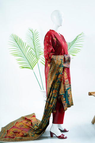 Unstitched 3pc Suit Kani Silk 09