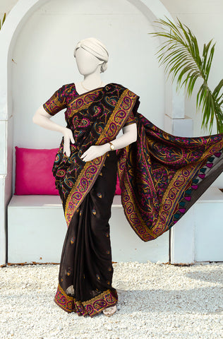 Luxurious 100% Pure Silk Chiffon Saree