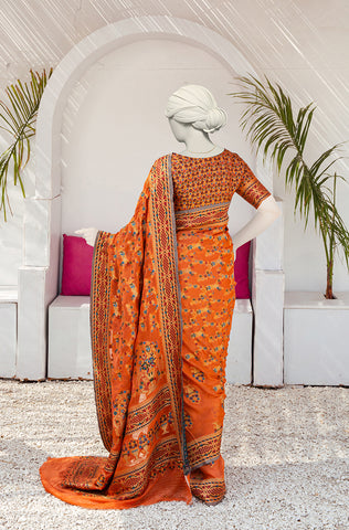 Luxurious 100% Pure Silk Chiffon Saree