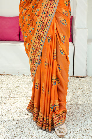 Luxurious 100% Pure Silk Chiffon Saree
