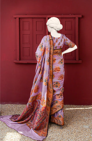 Luxurious 100% Pure Silk Chiffon Saree
