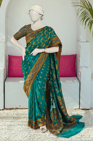 Luxurious 100% Pure Silk Chiffon Saree